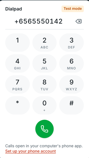 The Freesbe dialpad with a number entered
